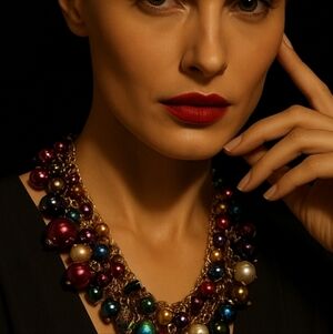 VINTAGE CHICOS STATEMENT BEADED CLUSTER NECKLACE MULTICOLOR LUXE BOLD DESIGN
